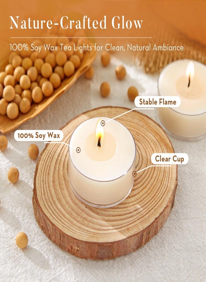 Hypmis Unscented Soy Tea Lights Candles 50 Pack Bulk, 4 Hours Long Burning White Tea Lights,Non-Paraffin, Smokeless, Mini Tealight Votive Candles for Wedding, Table Centerpiece, Christmas Lights - Image 3